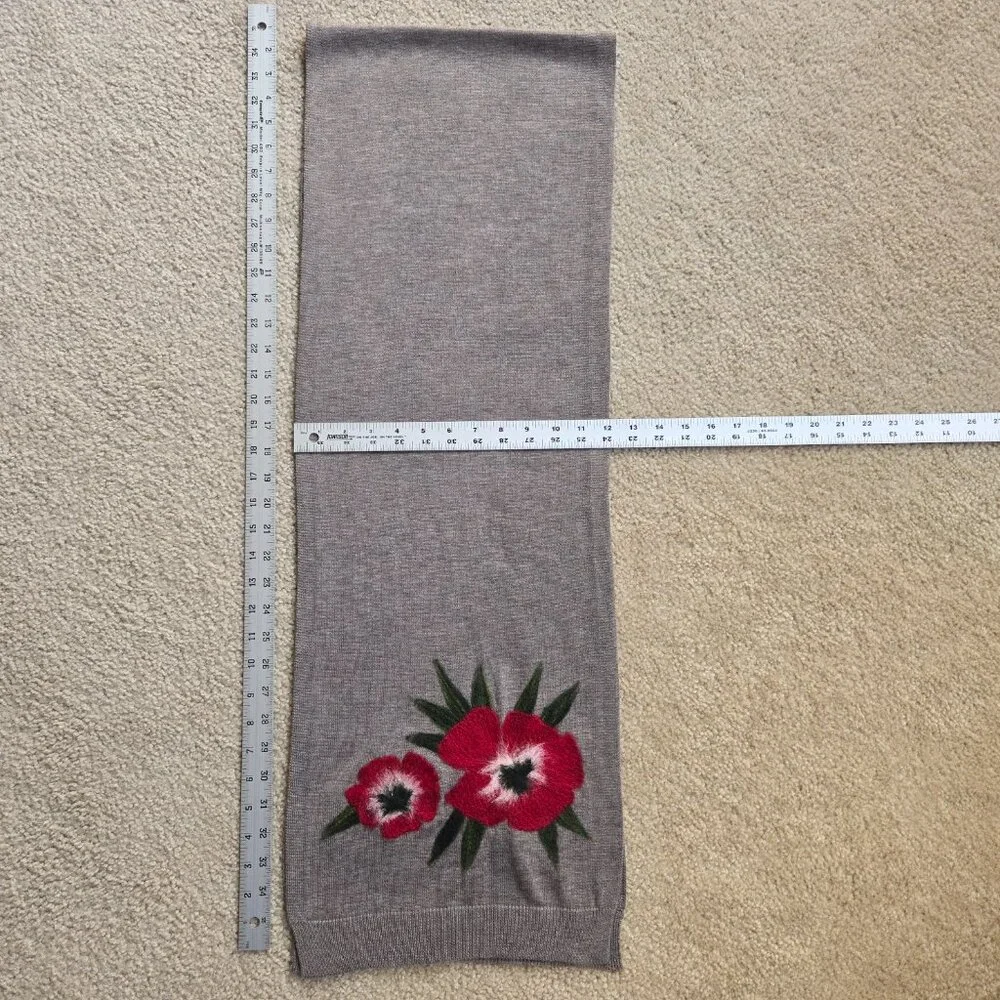 NWOT J. Jill Knit Scarf with Needle Felted Wool Flowers